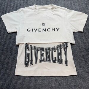 Givenchy White Logo Layered Tee S College Embroidered Cotton Streetwear Designer